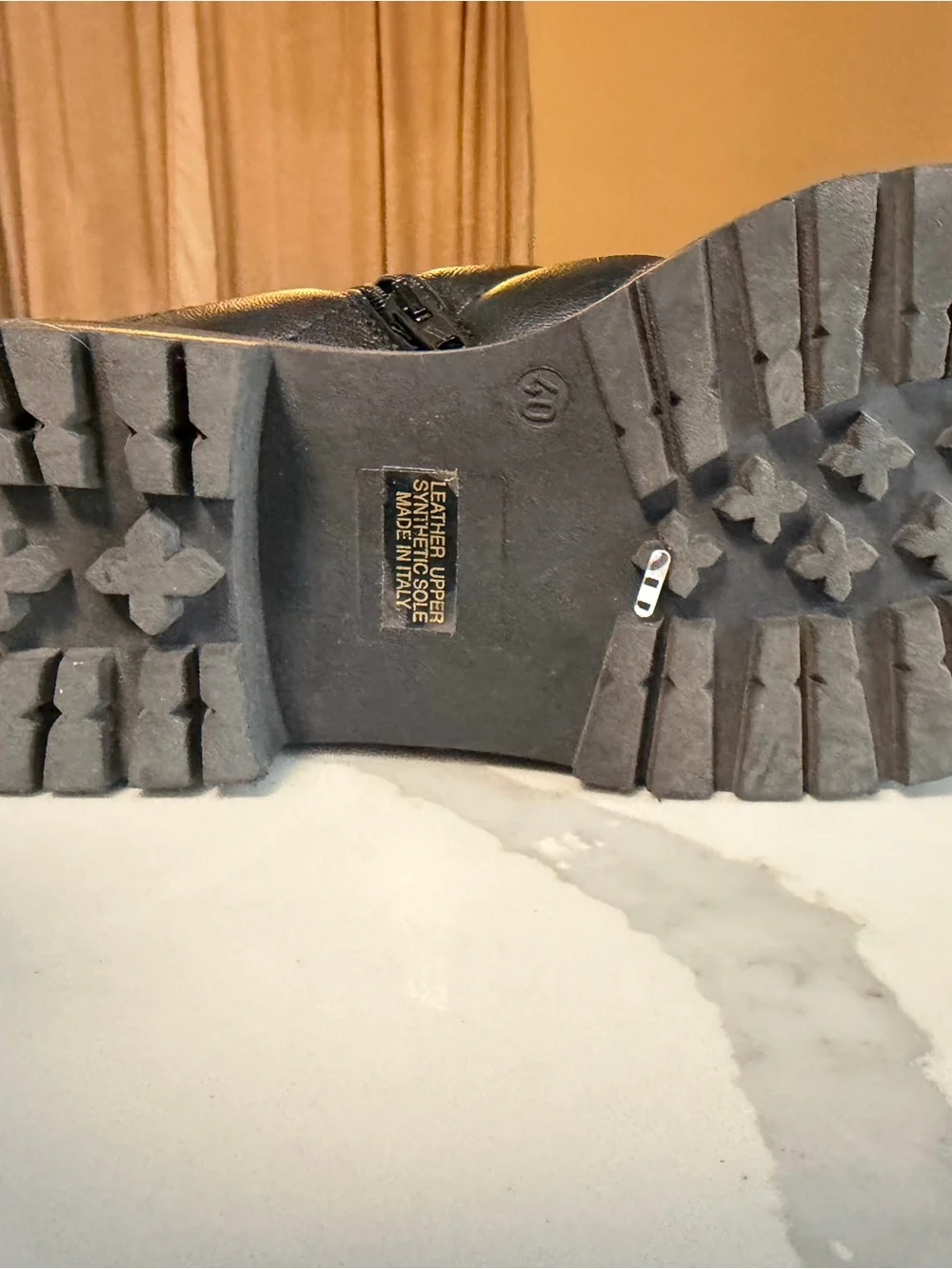 Quilted Black Sheepskin Made in Italy Bootie with Lug Sole